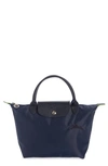 Longchamp Le Pliage Green Recycled Canvas Top Handle Bag In Marine