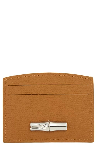 Longchamp Roseau 4-slot Leather Card Case In Natural