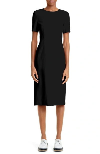 Adam Lippes Short Sleeve Crepe Sheath Dress In Black