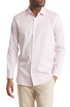 Ted Baker Conifur Geo Print Stretch Cotton Button-up Shirt In Light Pink