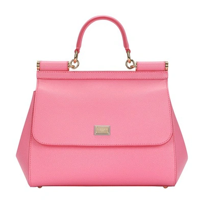 Dolce & Gabbana Medium Sicily Dauphine Leather Bag In Pink