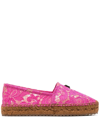 Dolce & Gabbana Lace-panel Logo-plaque Espadrilles In Pink