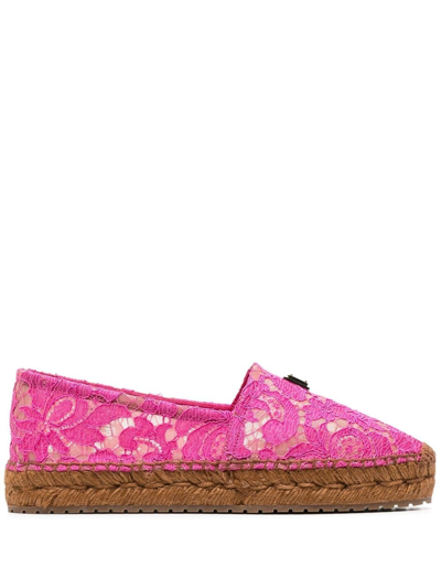 Dolce & Gabbana Lace-detail Espadrilles In Pink