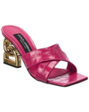 Dolce & Gabbana 75mm Patent Croc Embossed Leather Mules In Pink