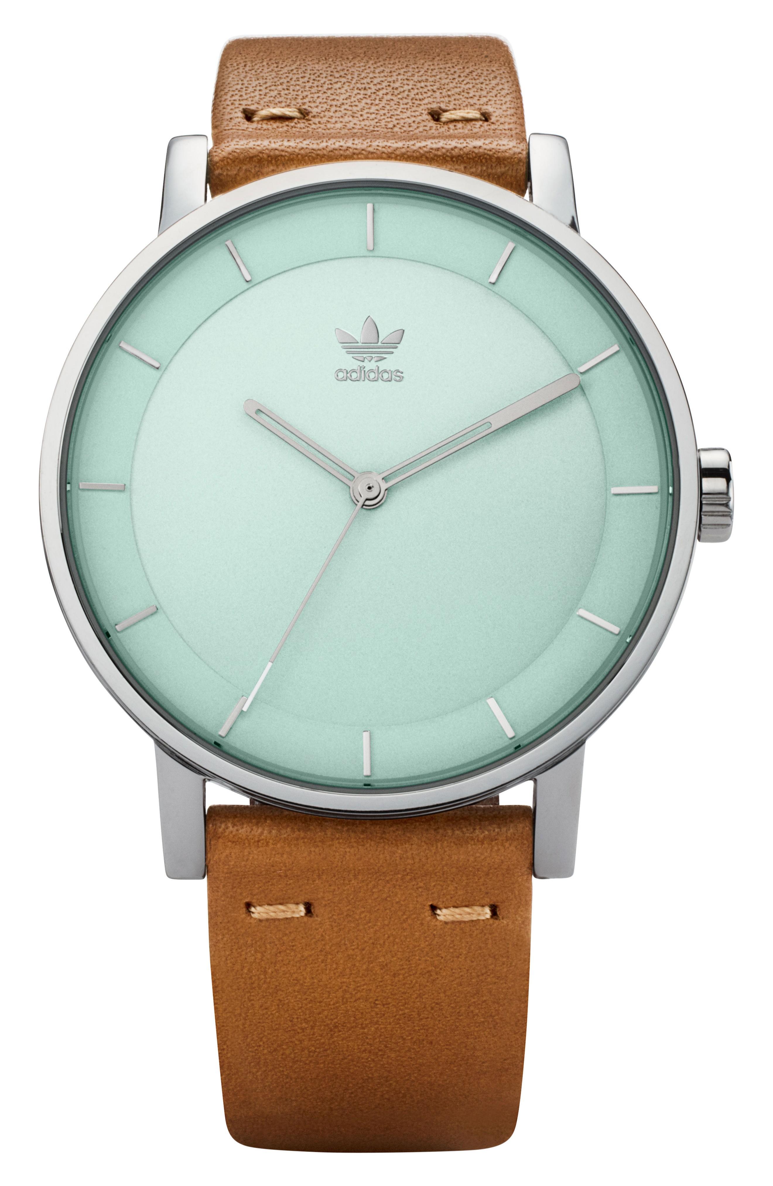 adidas district leather strap watch