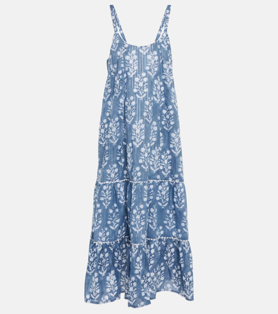 Long Sleeve Beach Dress in Sapphire Palladio Print → Juliet Dunn