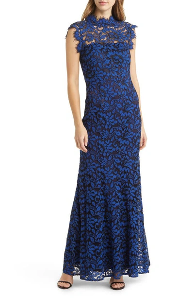 Eliza J Lace Cutout Back Gown In Navy