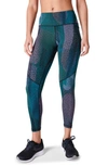 Sweaty Betty Power Pocket Workout 7/8 Leggings In Green City Lights Print