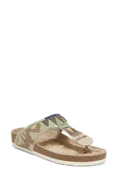 Sam Edelman Olivie Beaded Flip Flop In Putty/ Natural Multi