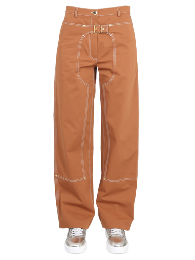 Stella Mccartney Trousers With Buckle In Brown