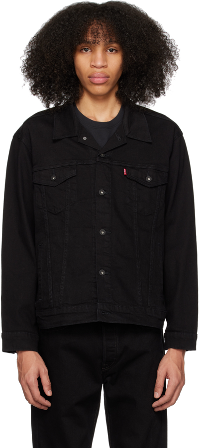 Levi's Men's Regular Fit Stretch Denim Trucker Jacket In Black