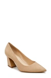 Vince Camuto Women's Hailenda Pointed-toe Flare-heel Pumps Women's Shoes In Sandstone Baby Sheep Leather