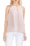 Vince Camuto Sleeveless Metallic Clip Dot Top In Pink Mist