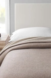 Melange Self Hem Merino Wool Blanket In Ivory/oatmeal