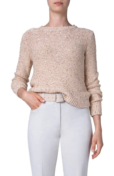 Akris Sequin Linen Blend Sweater In 061 Lily