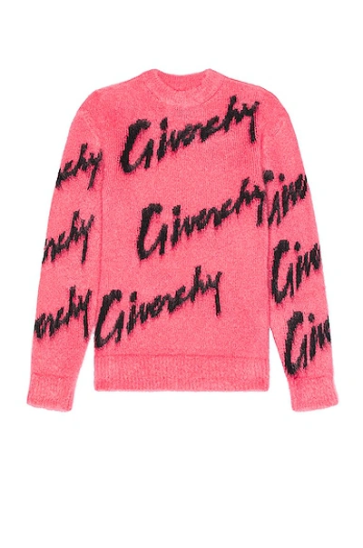 Givenchy Men's Jumper In All-over Logo Intarsia Mohair And Wool In Burgundy