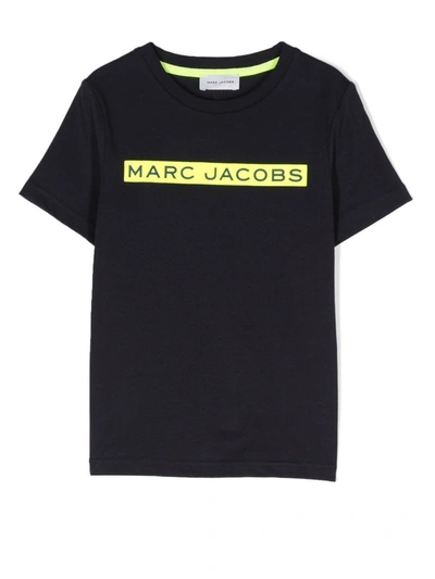 Marc Jacobs Kids' Embossed Logo Organic Cotton T-shirt In Blue