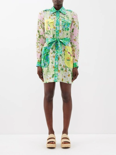 Alemais Women's Kenzie Patchwork Linen Mini Shirt Dress In Multi | ModeSens