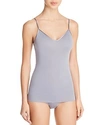 Hanro Cotton Seamless V-neck Spaghetti Camisole In Lilac Grey