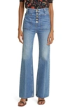 Ulla Johnson Lou Button Fly High-waisted Flared Jeans In Danube Medium Ind