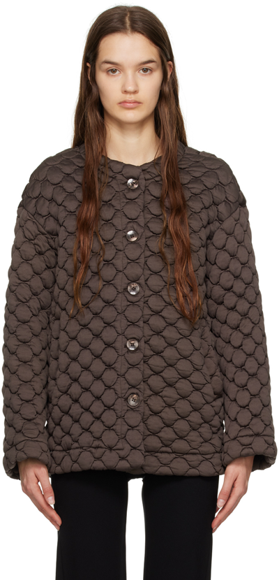 Leset Jack Quilted Jersey Bomber Jacket In Choco
