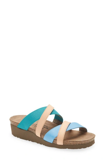 Naot Roxana Strappy Slip-on Sandal In Sky Blue/aqua/peach Stretch