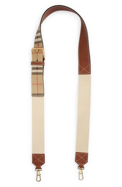 Burberry Heritage Check Bag Strap In Tan