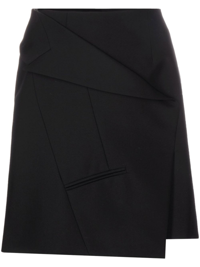 Alexander Mcqueen Asymmetrical Mini Skirt In Black