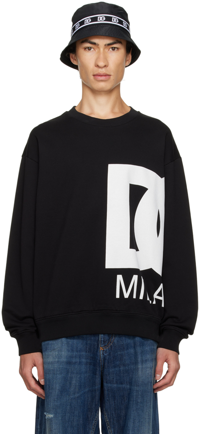 Dolce & Gabbana Logo-print Cotton Sweatshirt In Black