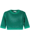 See By Chloé Honeycomb Knit Crop Top In Vert