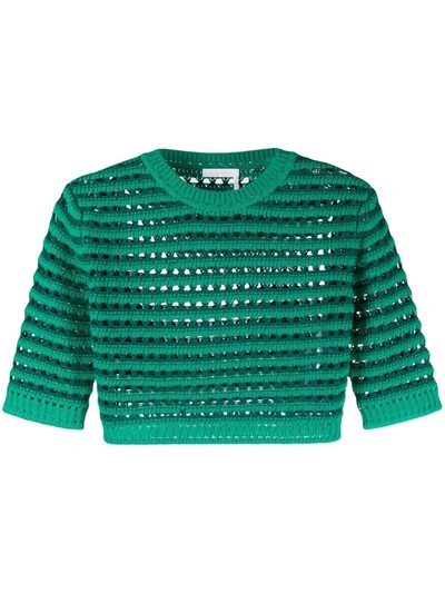 See By Chloé Honeycomb Knit Crop Top In Vert