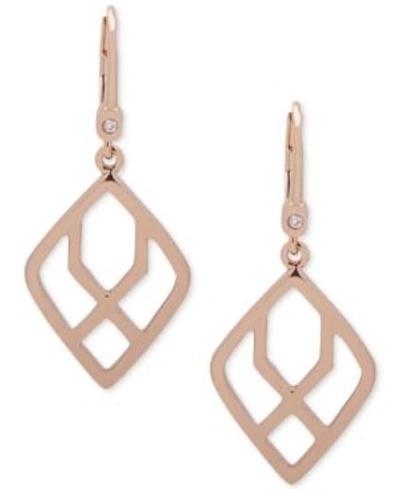 Ivanka Trump Rose Gold-tone Open Drop Earrings In Pink