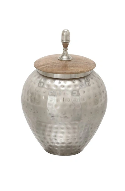 Vivian Lune Home Silvertone Metal Contemporary Decorative Jar