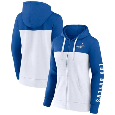 Fanatics Branded Royal/white Los Angeles Dodgers Los Doyers Take The Field Colourblocked Hoodie Full- In Royal,white