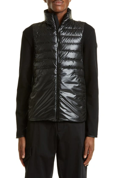 Moncler Mixed Media Down Fill Jacket In Black
