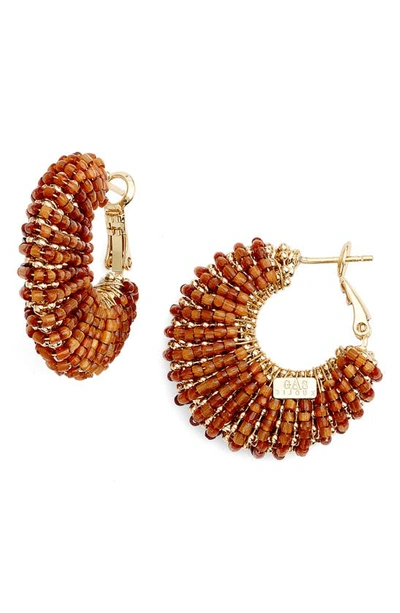 Gas Bijoux Izzia Beaded Hoop Earrings In Red