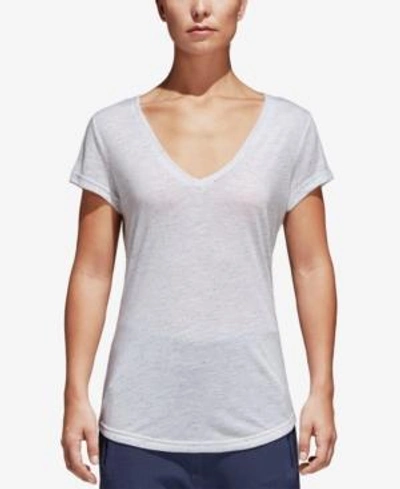 Adidas Originals Adidas Winners Melange V-neck T-shirt In White