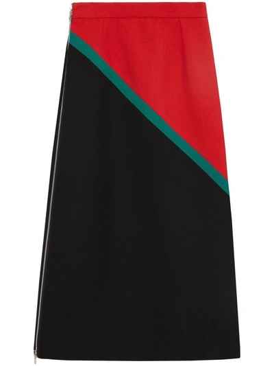 Gucci Diagonal Stripe Wool Skirt In Black