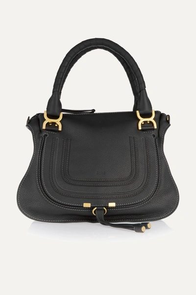 Chloé Marcie Medium Leather Crossbody Bag In Black
