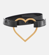 Blumarine Heart Patent Leather Belt In Black