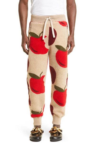 Jw Anderson Tapered Fleece Joggers In Beige,red
