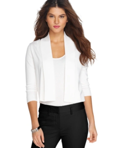 Calvin Klein Open-front Three-quarter-sleeve Cardigan In White