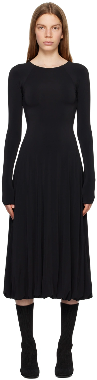 Jil Sander Open-back Balloon-hem Midi Dress In 001 Black