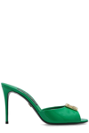 Dolce & Gabbana Vernice Patent Stiletto Mule Sandals In Green