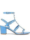 Valentino Garavani Rockstud Caged Ankle-strap Sandals In Denim