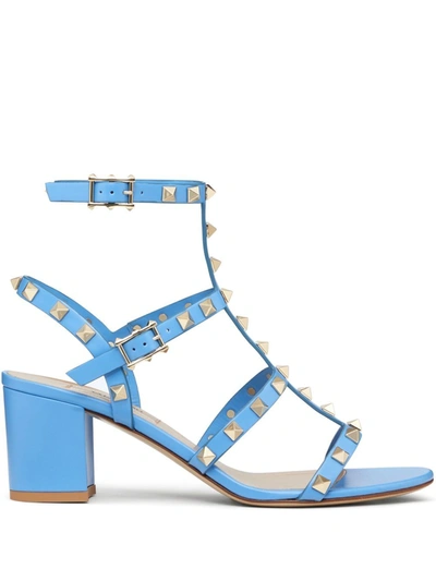 Valentino Garavani Rockstud Caged Ankle-strap Sandals In Blue