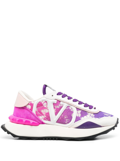 Valentino Garavani Lace Runner Branded Mesh And Lace Low-top Trainers In Multi-colored