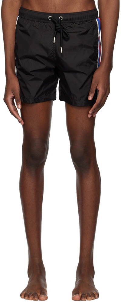 Moncler Drawstring Nylon Swim Shorts In Black