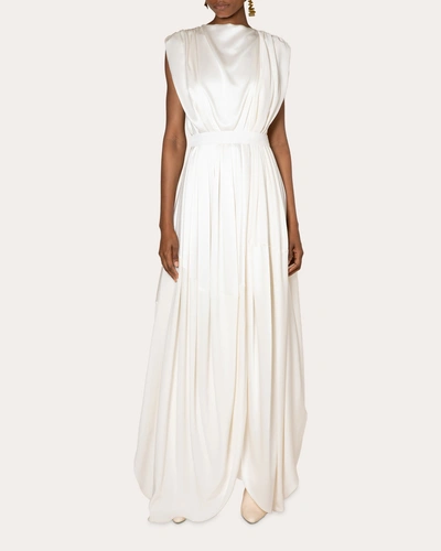 Roksanda Aldona Draped Silk-satin Gown In White