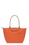 Longchamp Small Le Pliage Recycled Canvas Shoulder Tote In Carrot